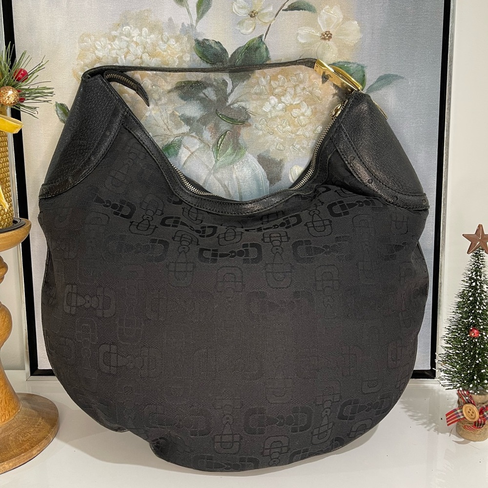 Gucci Hobo Bag %100 Authentic Black Canvas - Picture 1 of 16
